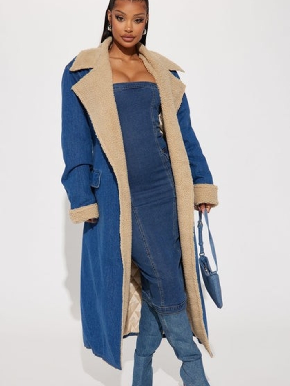 Fashion Nova Chamara De Mezclilla Montana Sherpa Coat 3x Nwt